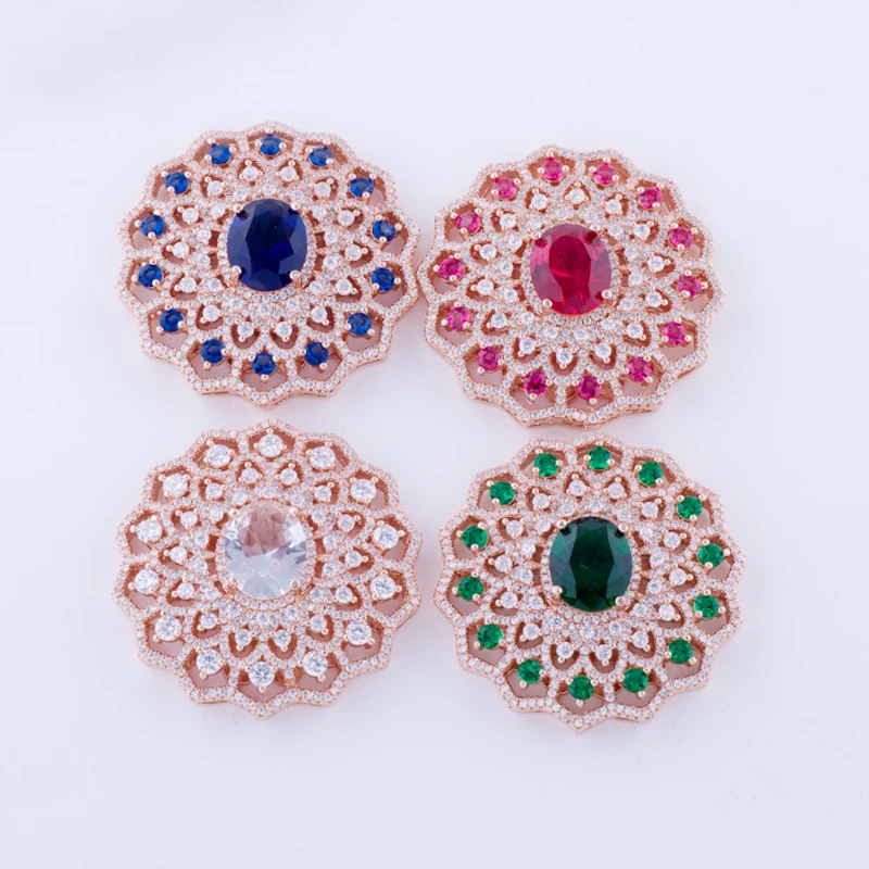 Micro Pave Colorful Cubic Zirconia Brass Jewelry Connectors Round Necklace Pendants For Women Handmade Pearls Necklace Making