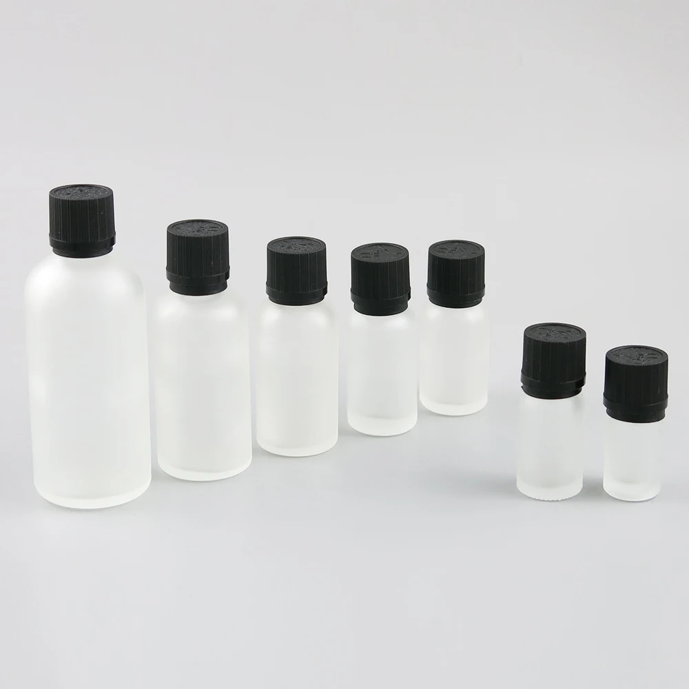 

360 x 5ml 10ml 15ml 20ml 30ml 50ml 100ml Essential Oil Frosted Glass Bottle With Cap For Liquid Reagent Pipette Bottle with Lock