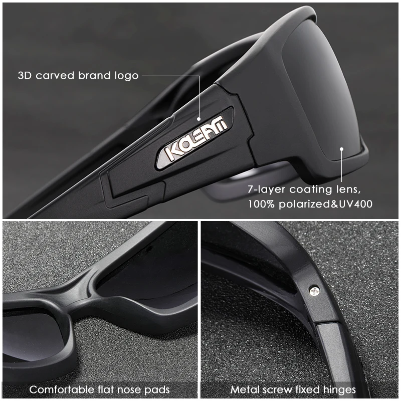 KDEAM New Sports Polarized Sunglasses Men Multi Layer Coating Lens Sun Glasses for Driving Fishing Exploring