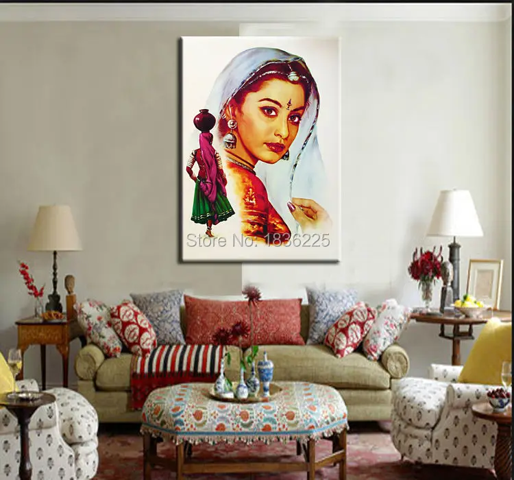 art painting on canvas for sale India painting  face paint Woman Oil Painting on Canvas Wall Painting Canvas for Wall Decoration image 2