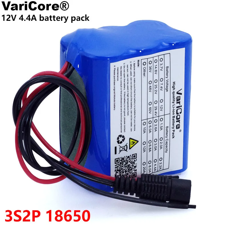 VariCore 12v 4.4 Ah 4400mAh 18650 Rechargeable batteries 12V with BMS Lithium Battery pack Protection Board CCTV Cam Monitor UES