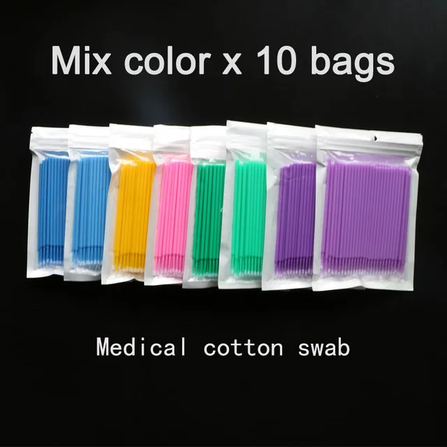 10x100pcs Semi Permanent Embroidery Cotton Swabs Micro Brush Swab Lint Tattoo Disposable Eyelash Extension Individual Applicator