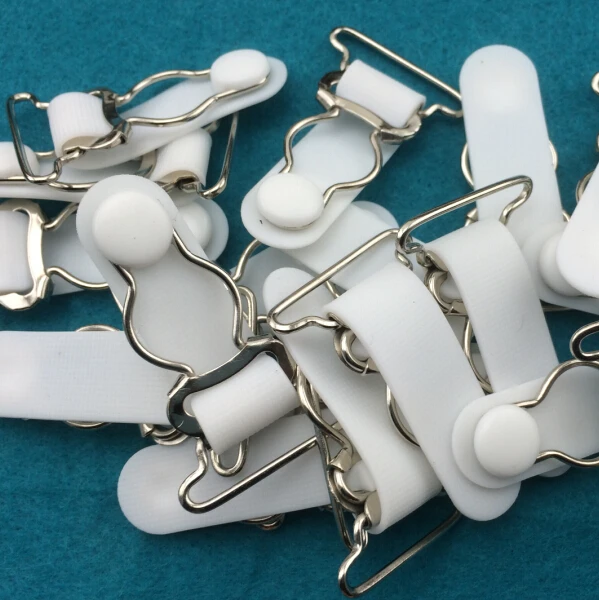 30 pc/lot  25mm  White+Silver  Garter Clip  Removable buckle Sewing Garment Accessories Stockings clips