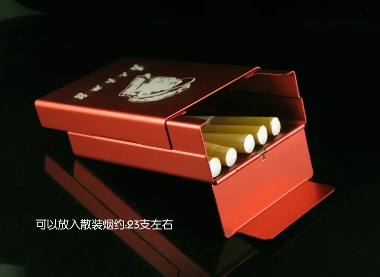 Creative Thin Metal Cigarette Box With Push Pull Cover Avoid pressure Travel Cigarette storage case