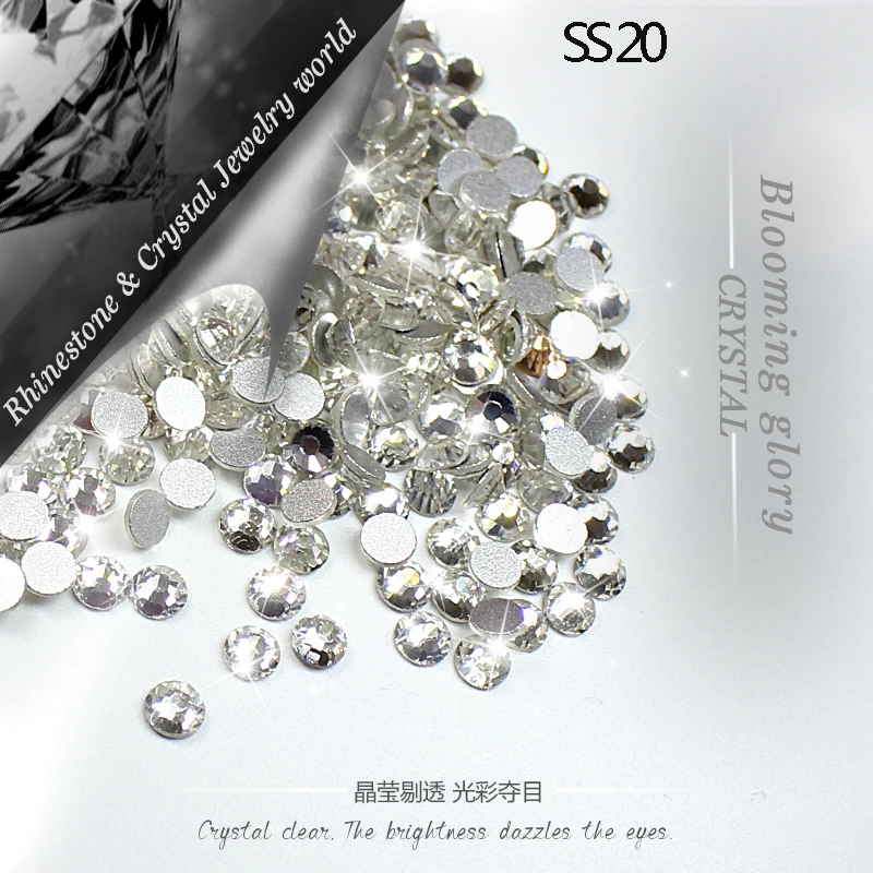 

QIAO SS20(4.8-5.0mm) Crystal Clear 1440pcs/pack 3D Non-hotfix rhinestone DIY Glue on flatback rhinestones for Wedding decoration