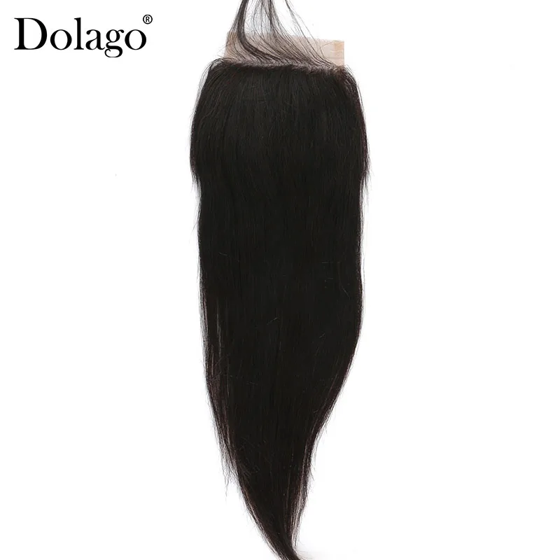 Yaki Straight 5x5 Lace Closure With Baby Hair Around Pre Plucked Dolago Brazilian Light Yaki Transparent Lace Human Hair Closure