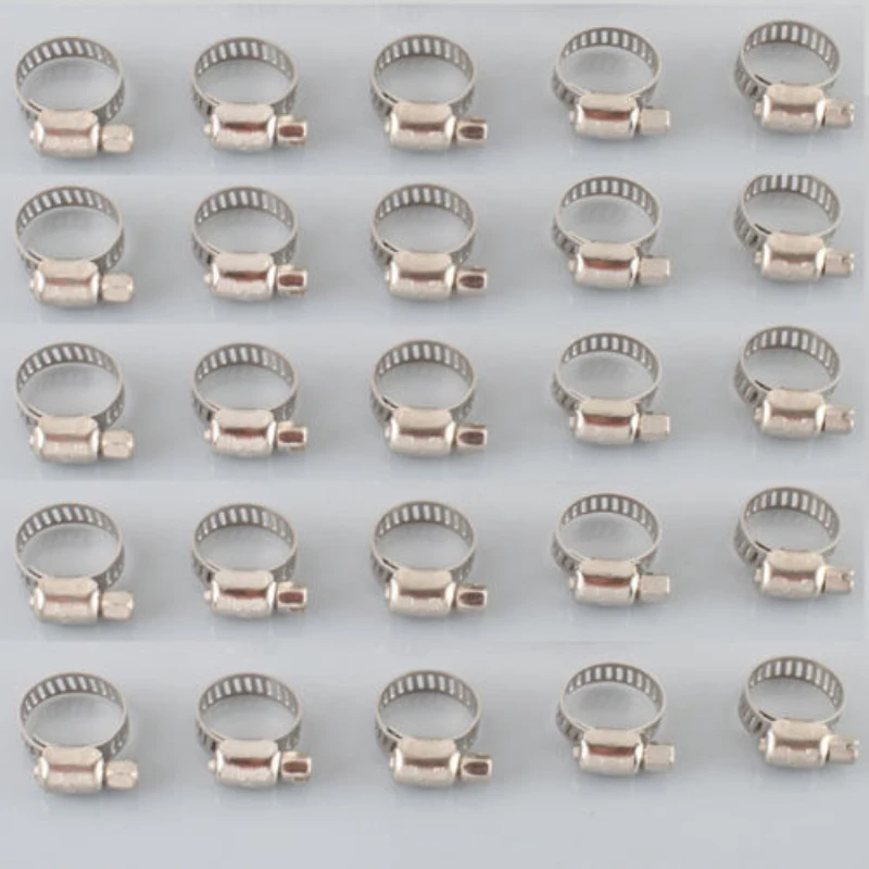 50 Pcs Stainless Steel Adjustable Drive Hose Clamp Fuel Line Clip 1/2