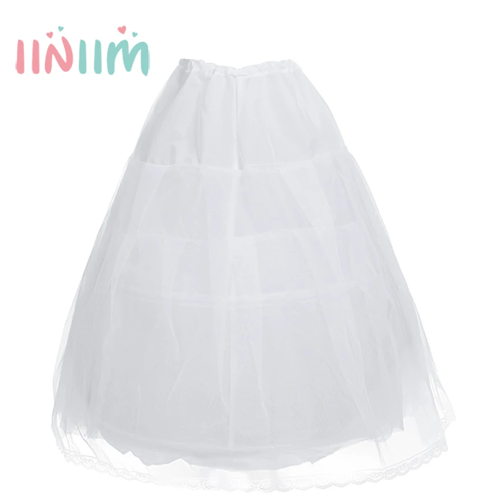 White 2 Hoop Kids Girls Crinoline Petticoat for Flower Girl Wedding Dress Birthday party Dresses Children's Vestidos Clothing