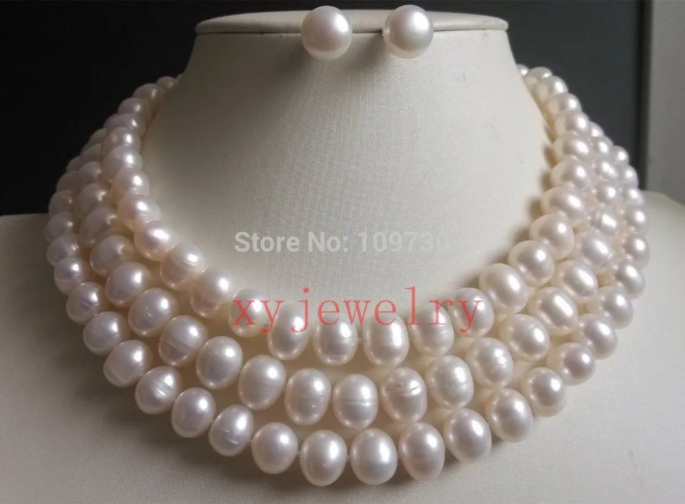 Nice genuine cultured 8-9mm white off round pearl necklace 48 