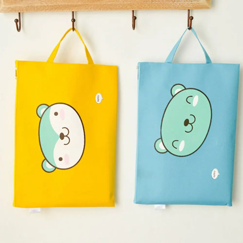 1pcs Cartoon  Large Capacity Canvas Storage Card Holder For A4 Binder Rings Notebook Zipper Bag Pouch Diary Planner Accessories