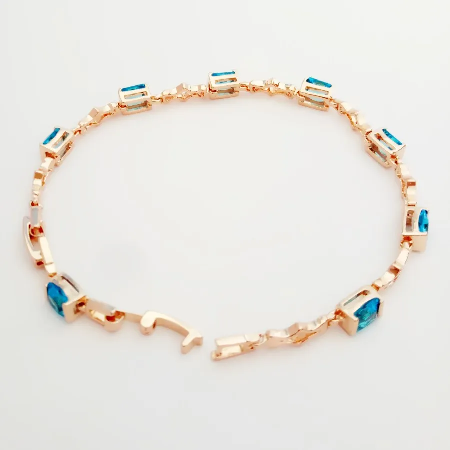 Fashion Lady Bracelet Light Blue Stone Women Jewelry Bohemia Style 585 Gold Color Jewelry