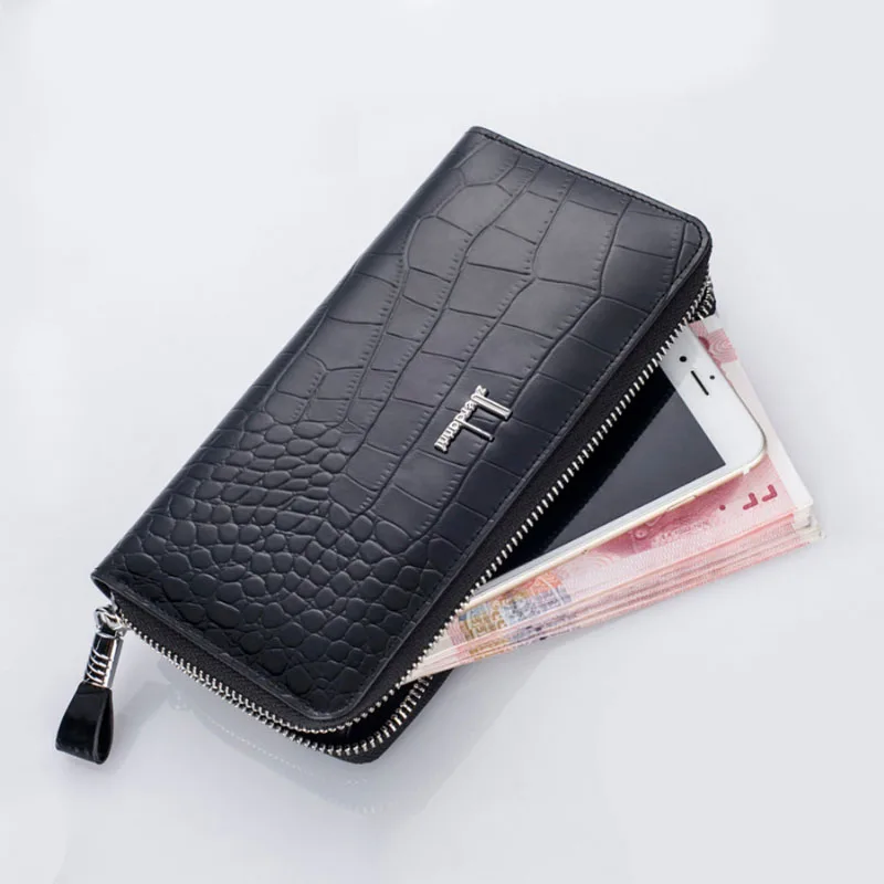 Male genuine Leather Wallet Zipper multi-funtion men wallets long purse crocodile man handbag