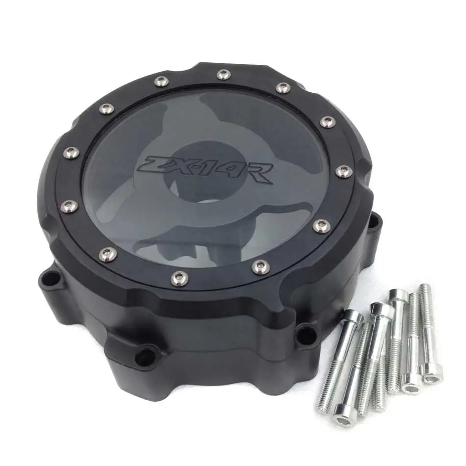For 2006-2014 Kawasaki ZX14R ZZR1400 2007 08 09 10 11 12 2013 See through Engine Stator cover Left side Motorcycle Bike Chrome