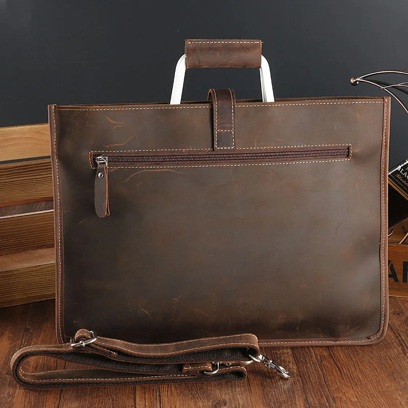 Bag for documents a4 brand Laptop Crazy horse leather briefcase for man vintage men genuine leather messenger bag business bags