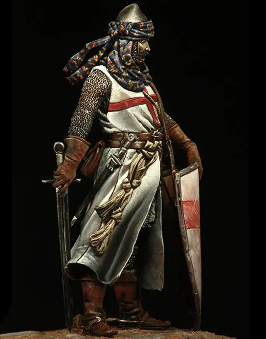 Unpainted Kit 1/24 75mm  Templar Knight- winter  75mm   figure Historical  Figure Resin  Kit Miniature