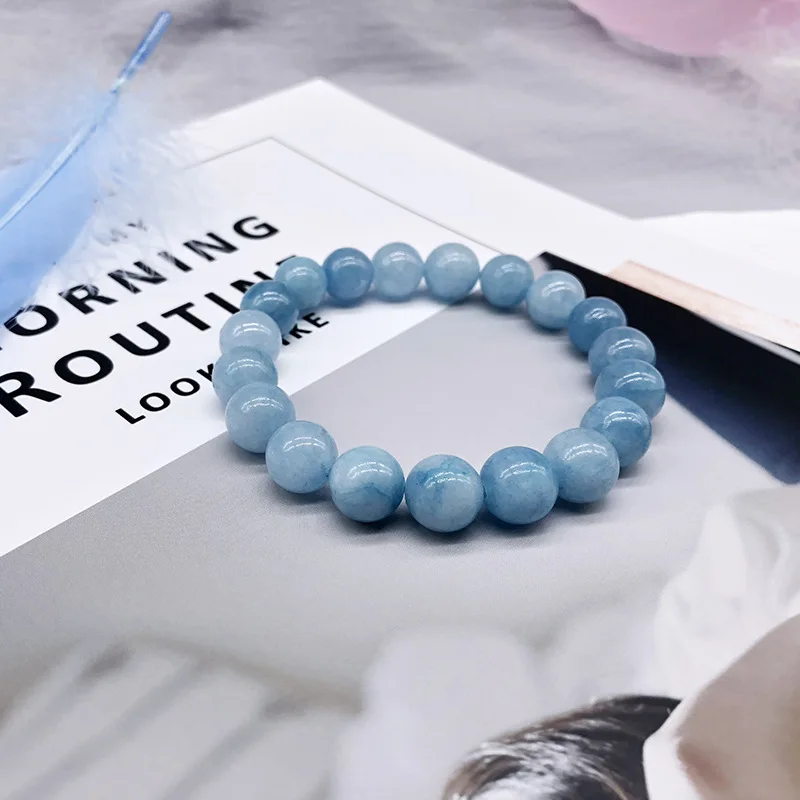 New blue Tiger Eye Beads Buddha Bracelets & Bangle Elastic Rope aquamarin 6mm 8MM Natural Stone Bracelets For Women Men Jewelry