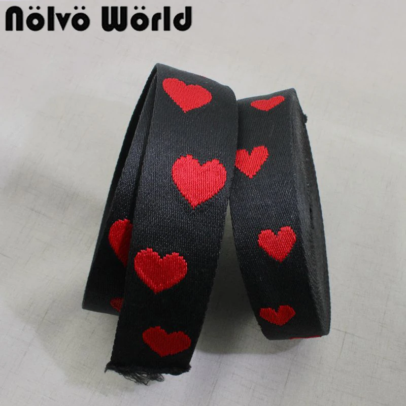 

Sale 50yards 38mm 50mm wide high fashion black red hearts acrylic cotton ribbon belts strap,ladies bags purse long straps