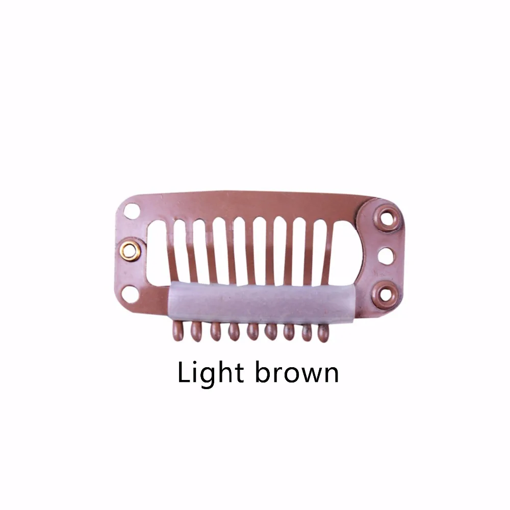 Grampos de extensão de cabelo de 9 dentes 32mm, grampos de extensão de cabelo de 9 dentes, clipes de metal de pressão com traseira de silicone para grampo em peruca de extensão de cabelo do pente de 1000 peças