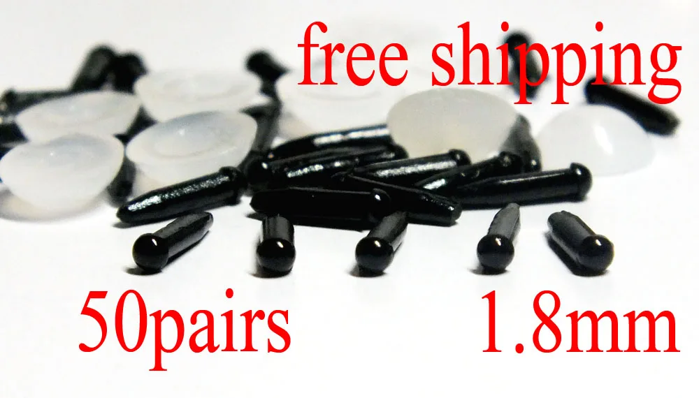 1.8mm Black Safety Eyes Amigurumi Eyes Doll Eyes Cat Eyes 50 Pairs (100pcs)