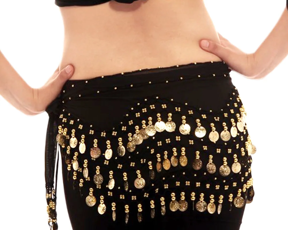 High Quality New Cheap Belly Dancing Costume Hip Belt 98 Coins Belly Dance Waist Scarf for Women 13 Colors Available