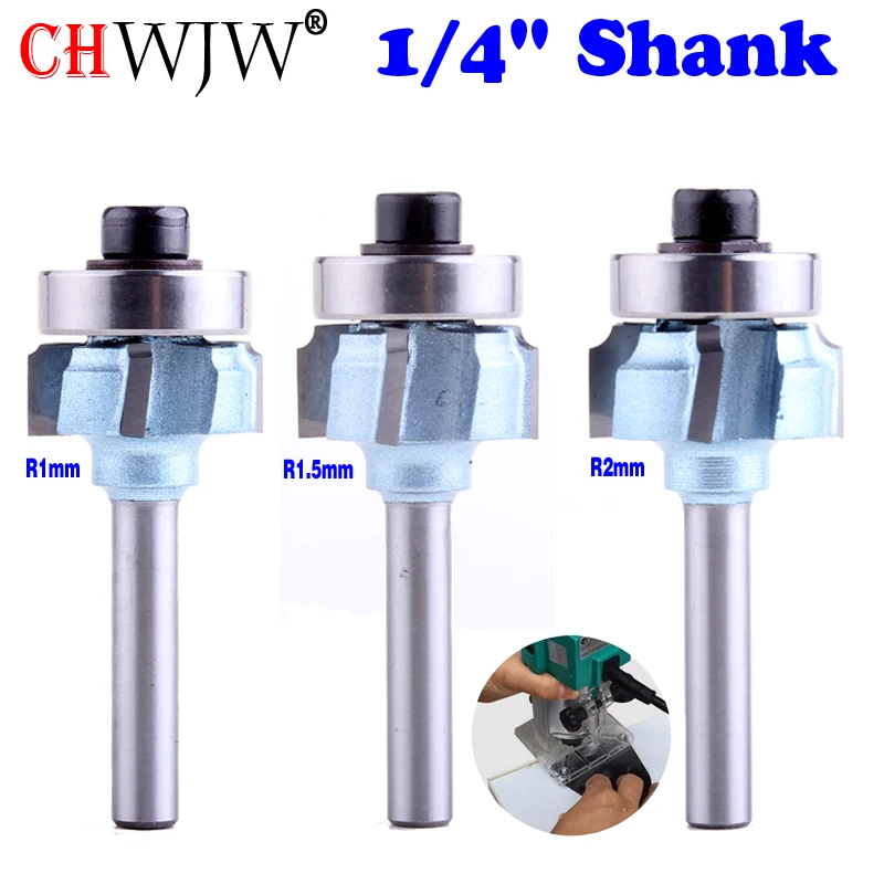 Woodworking Milling Cutter Corte Faca Edge Trimmer Dentes Madeira Router Bit Shank r1 mm R1.5 mm r2 mm 1pc Alta Qualidade