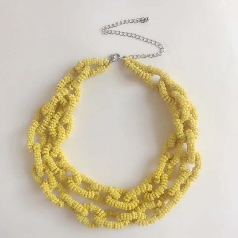 New Fashion Design Yellow Flower Beads Handmade Choker Sweet Necklace