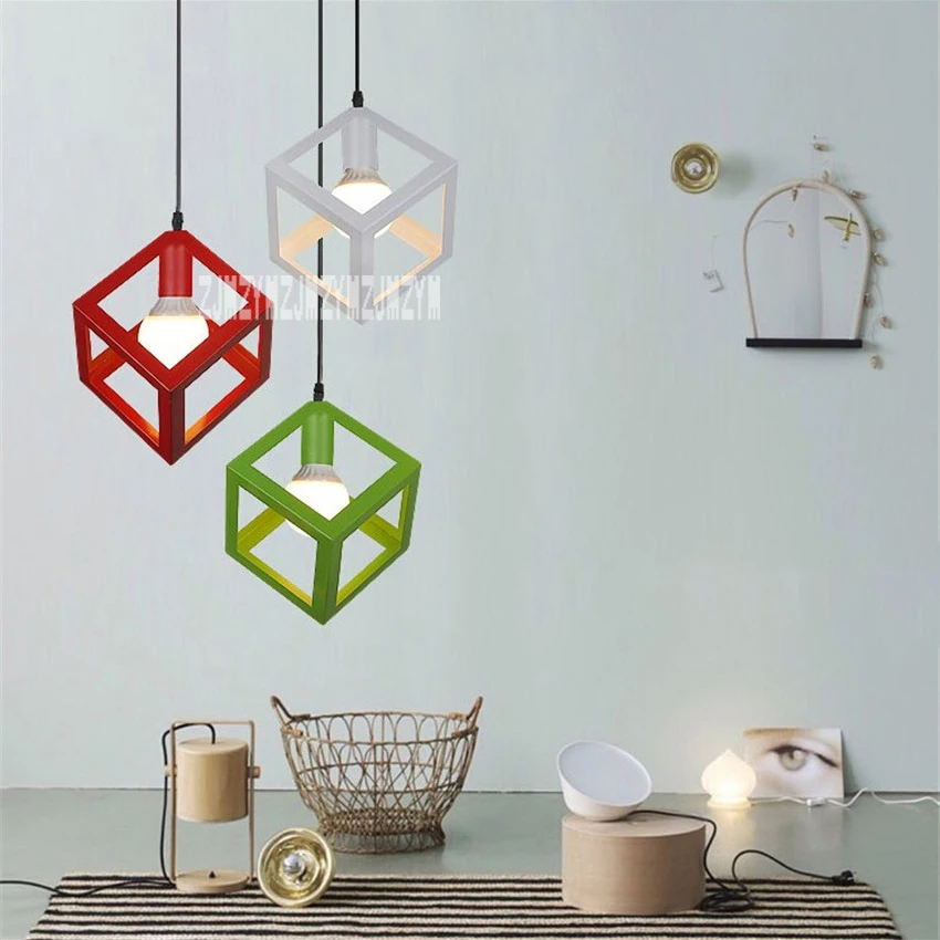 

Pendant Light Tea Shop Cafe Art Modern Lamp Simple Personality Creative Colored Geometry Vintage Ceiling Lamp Restaurant Bar