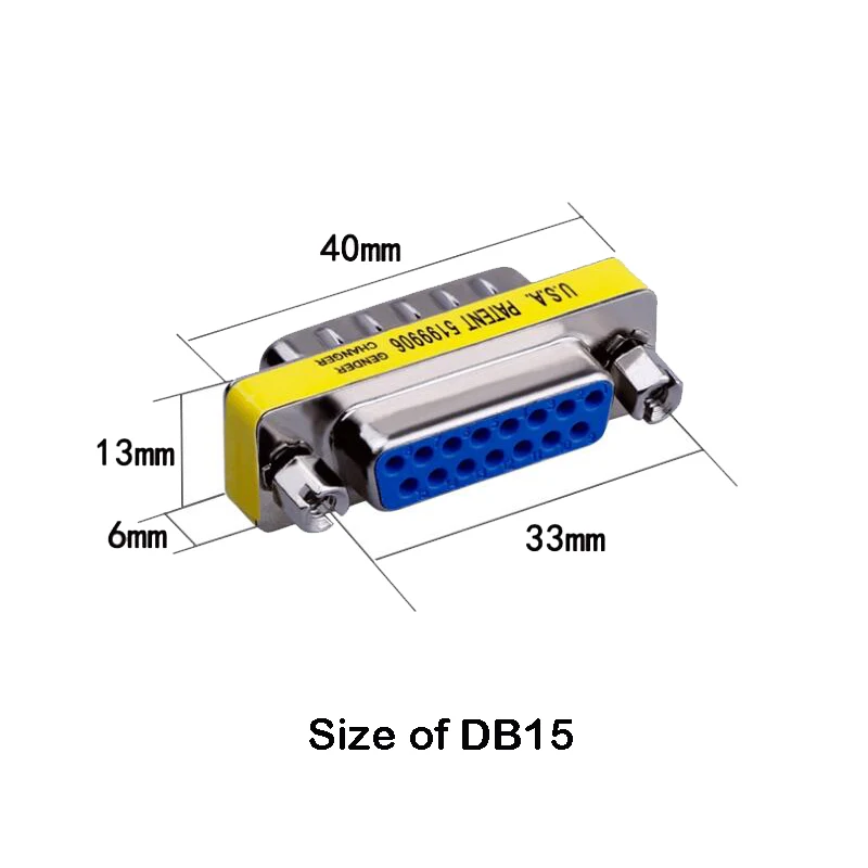 GuSou 3pcs DB15 15P Male Female M/M Gender Changer Adapter Converter Video Cable