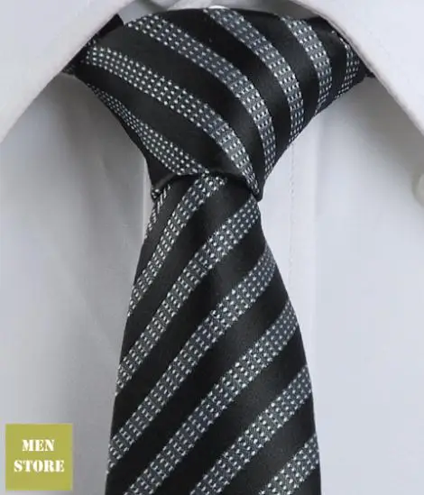 

Black White Stripes Men Jacquard Woven Skinny Slim Narrow 2.5" Necktie 6.5 cm Neckwear Wedding Party Tie LT073