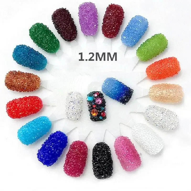 YANRUO MIX boyutları renkli 1440 adet kristal Pixie cam Rhinestones mikro manikür süslemeleri DIY tırnak sanat için küçük aksesuarlar