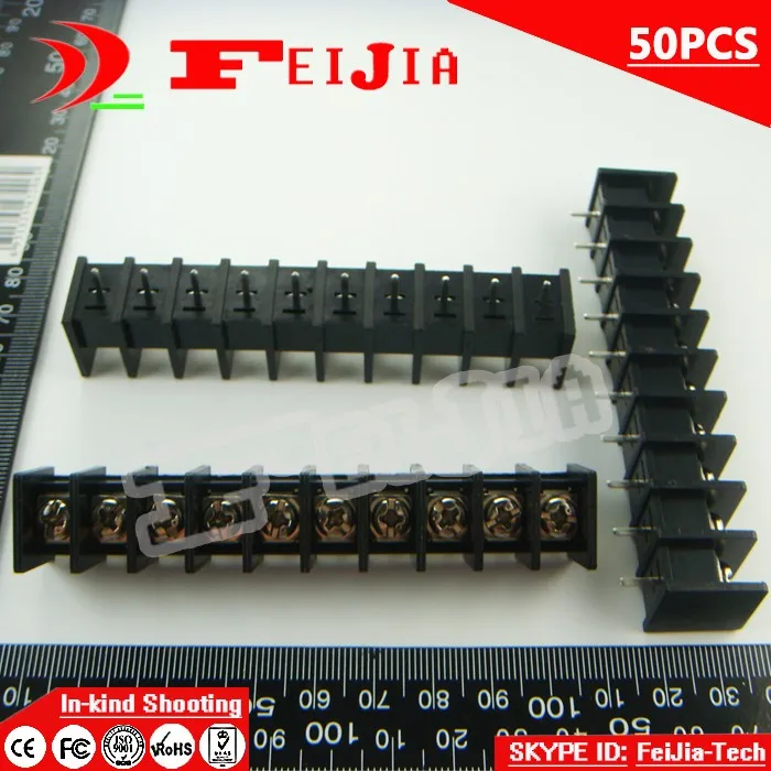 50PCS 45-9.5-10P / 45 9.5mm 10Pin Barrier Terminal Block Screw Terminal Block Pitch 9.5mm Terminal Block Free Shipping