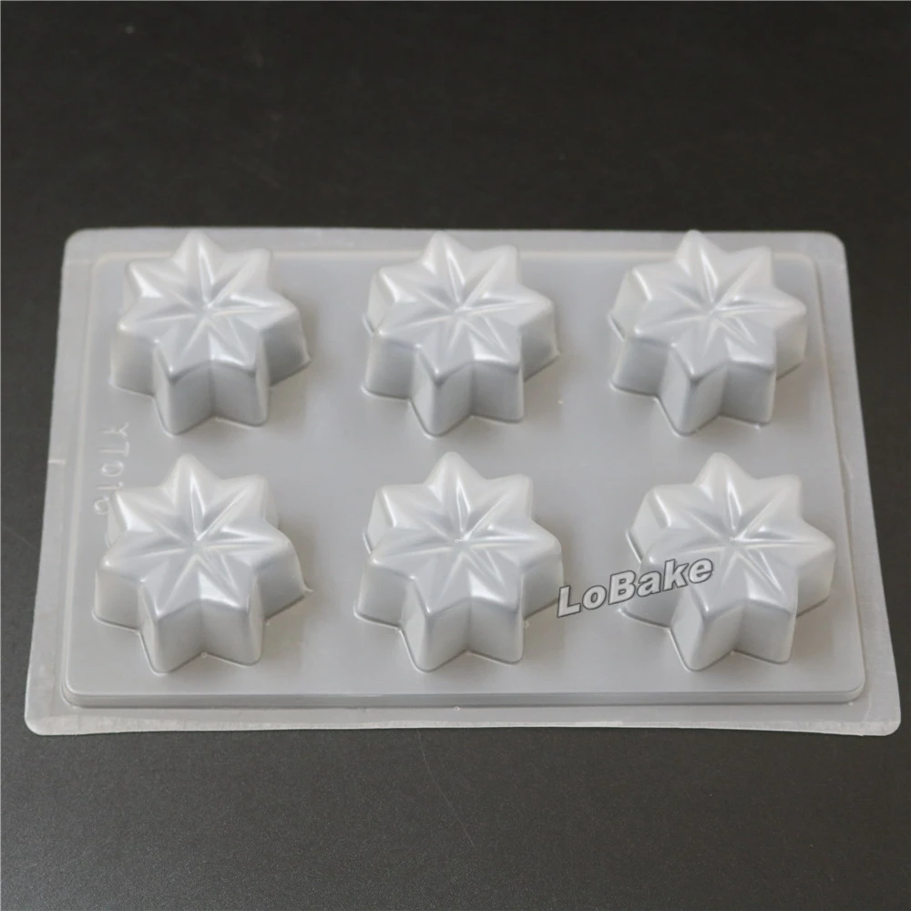 (5pcs/lot) Newest 6 cavities hexagon star shaped PP Plastic Chocolate Jelly & pudding Candy Mold DIY ustensiles patisserie