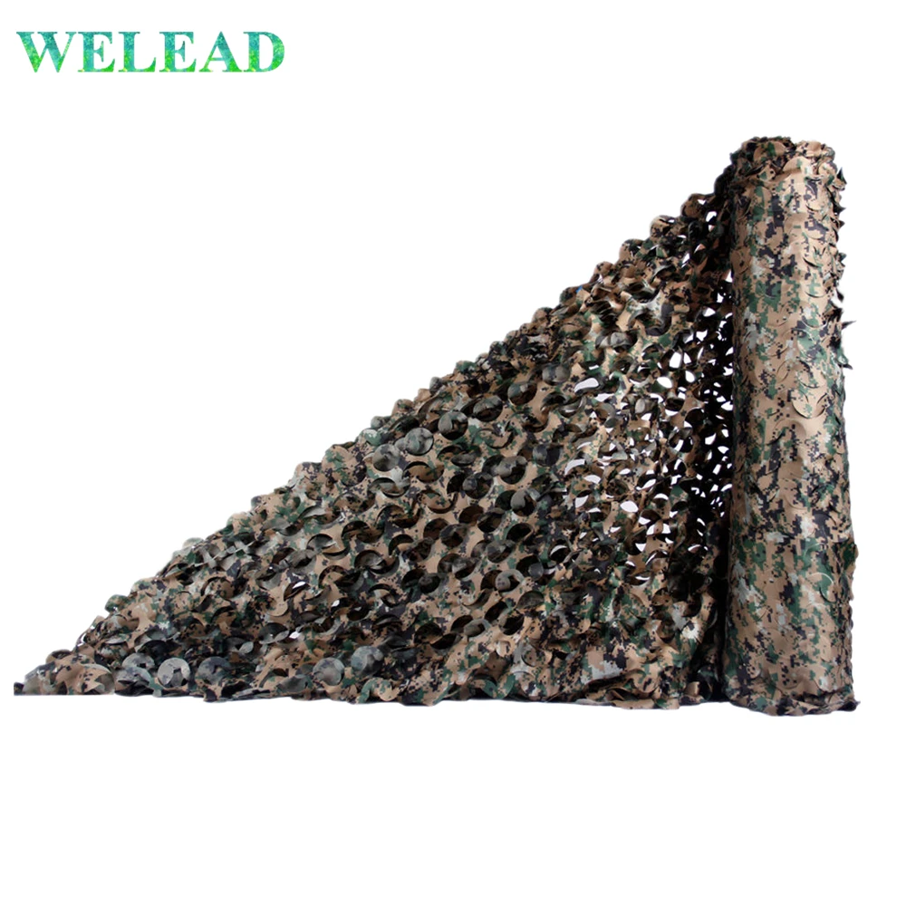 Welead Simple 1.5 Wide US Woodland Digital  Camouflage Nets for Hunting Outdoor Sun Shelter Awning for Car Beach Garden