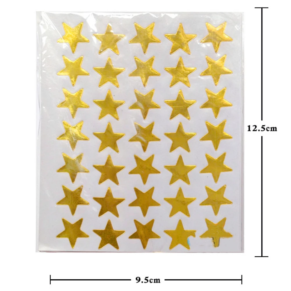350PCS/bag Child Gilding Reward Flash Sticker Teacher Praise Label Award Five-pointed Star Gold Sticker Self-adhesive Sticker