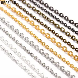 REGELIN Rhodium/Silber/Gold/Rotguss/Antike Bronze Überzogene Halskette Ketten Messing Groß 5 mt/los für DIY schmuck Machen Materialien