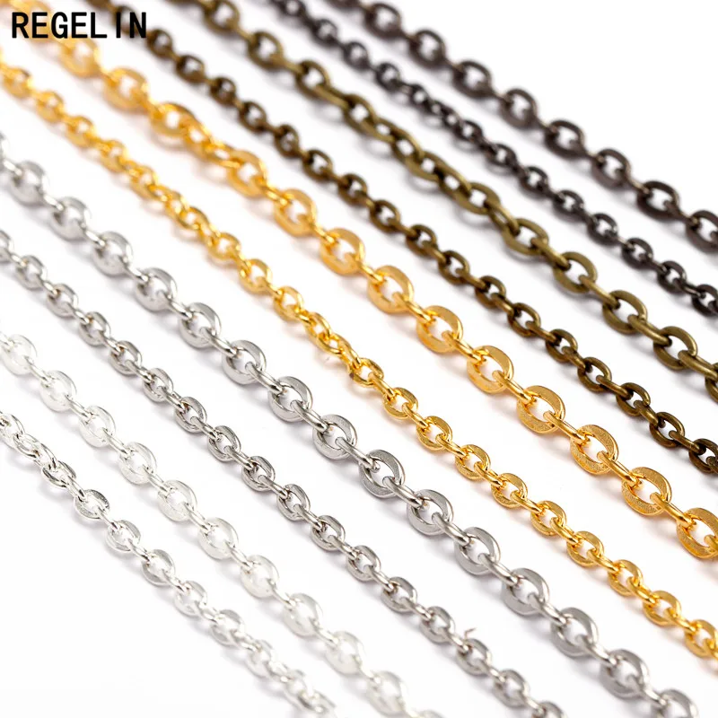 REGELIN rod/srebro/złoto/Gunmetal/antyczny brąz platerowany naszyjnik łańcuszki mosiądz luzem 5 m/partia dla majsterkowiczów materiały do ​​wyrobu biżuterii