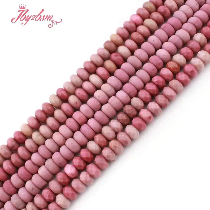 

5x8mm Rondelle Smooth Faceted Pink Rhodonite Beads Natural Stone Beads For DIY Necklace Jewelry Making Strand 15" Free Shipping