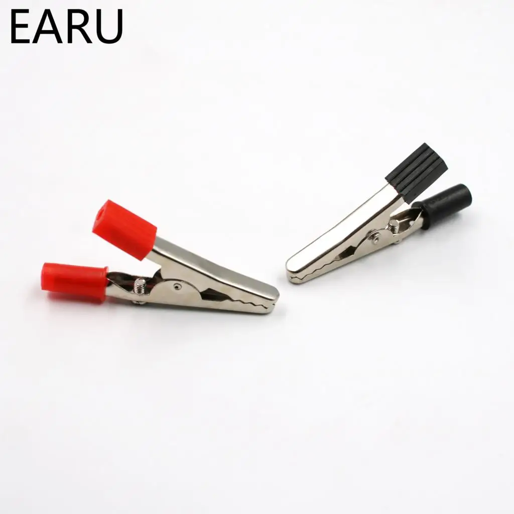 Hot 10pcs 50mm Plastic Handle Test Probe Metal Alligator Clips Connector Connect Socket Plug for Battery