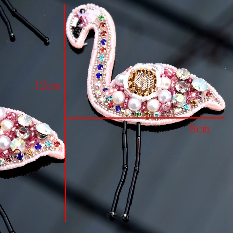 Sequin Flamingo Bird Swan Patches for Clothes Sew on Clothing Rhinestone Beaded Applique Beading Badge Stripes Accessories