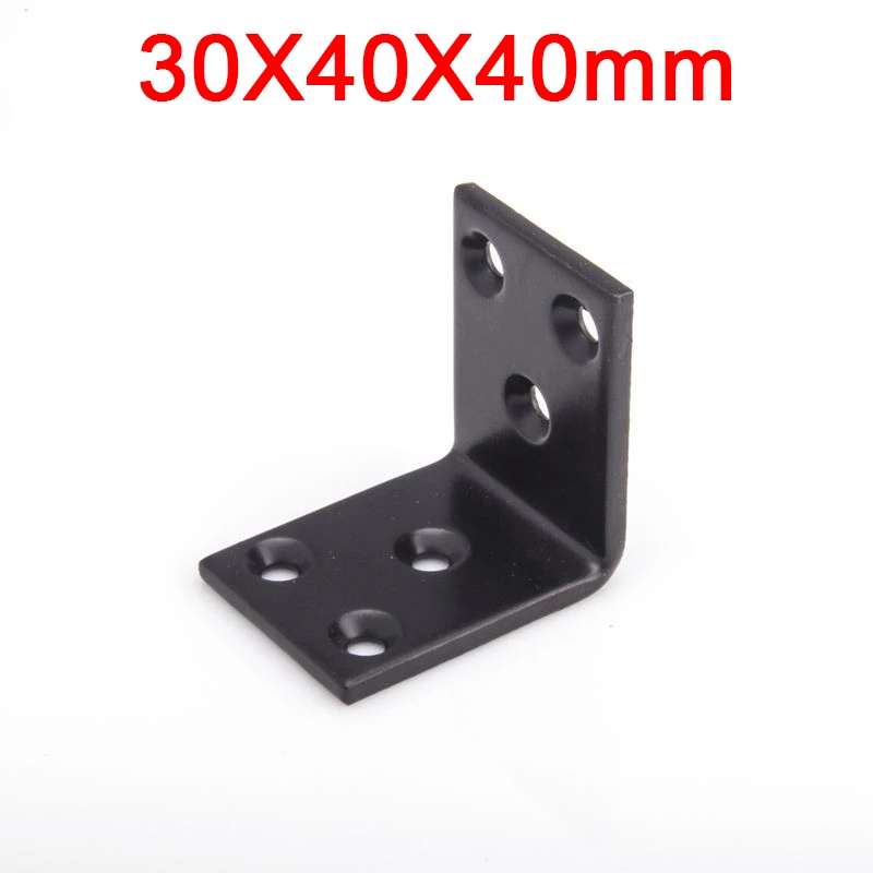 20PCS Metal Thicken Furniture Corner Braces Black L Shape Right Angle Board Frame Shelf Support Brackets Furniture Connectors