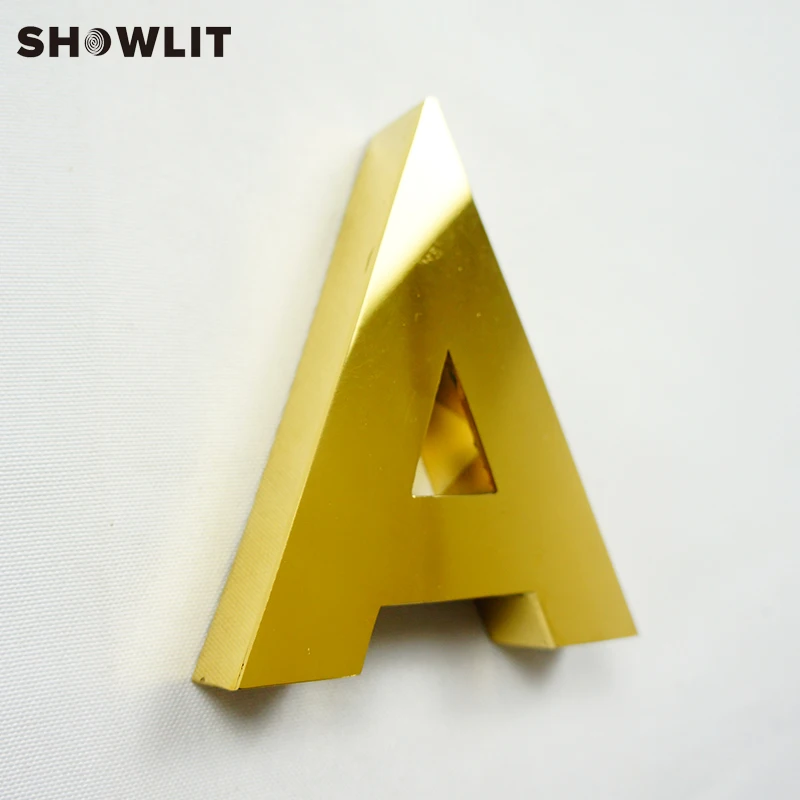 3d custom golden plating stainless steel metal letters logo