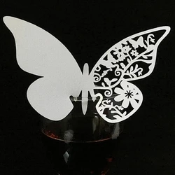 50pcs Laser Cut Butterfly Wine Glass Table Name Place Card Escort Cup Card Party Baby Shower Birthday Wedding Party Decoration