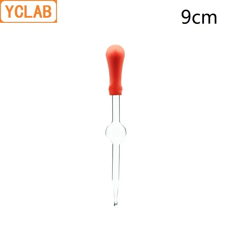 

YCLAB 9cm Dropping Pipette Clear Glass Straight Tip with Lone Bulb Latex Rubber Nipple Chemical Experiment Essential Oil Makeup