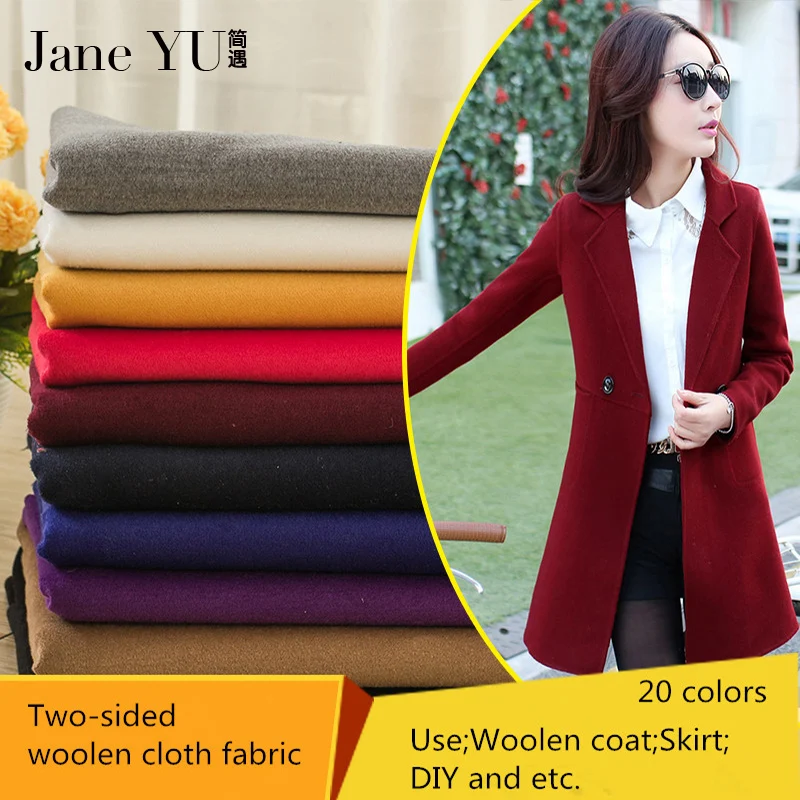 

JaneYU Fashion Solid Woolen Fabrics Autumn & Winter Thicker Solid Coat Coat Imitation Wool Double-sided Cashmere Cloth 1.5*1.0M