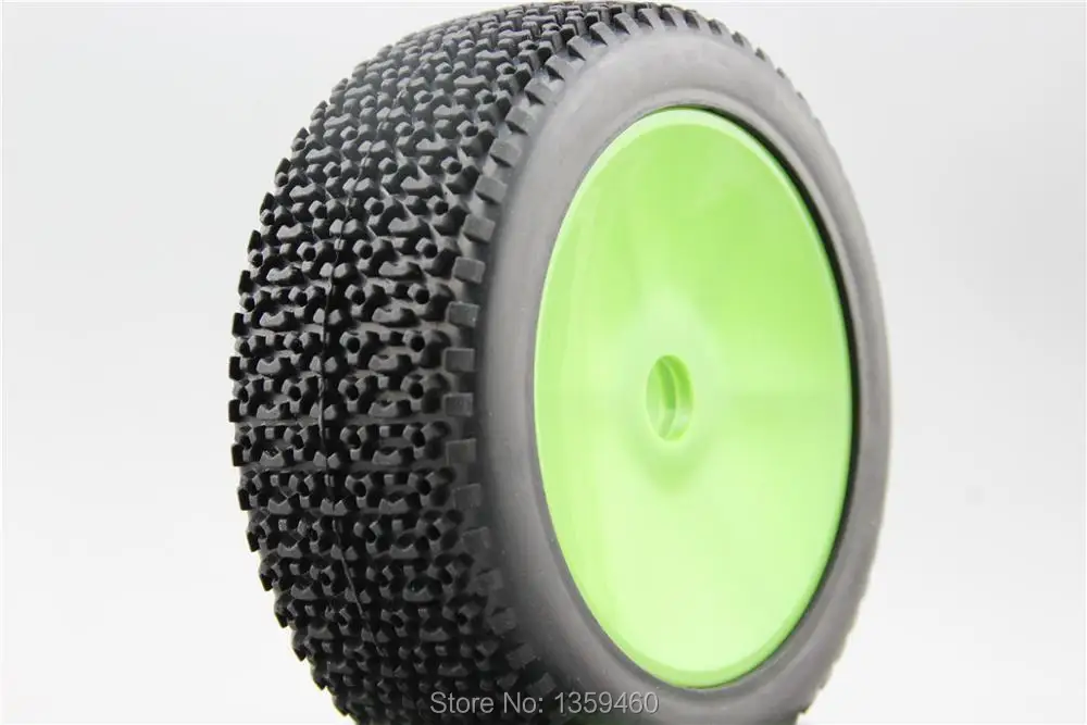 4pcs 1/8 Buggy Off Road Tire Tyre Triangle Dish Dark Green Rim Fit For 1:8 Buggy Car 1/8 Tire 22049+26013