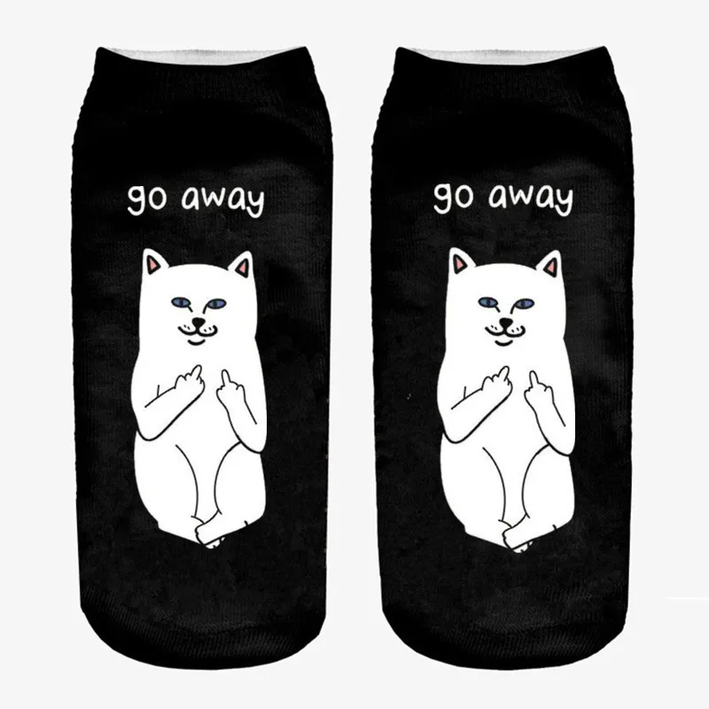 2024 New Cartoon Cat Socks 3D Print Art Funny Socks Women Cute Low Cut Ankle Socks Calcetines Mujer Fashion Female Short Sock