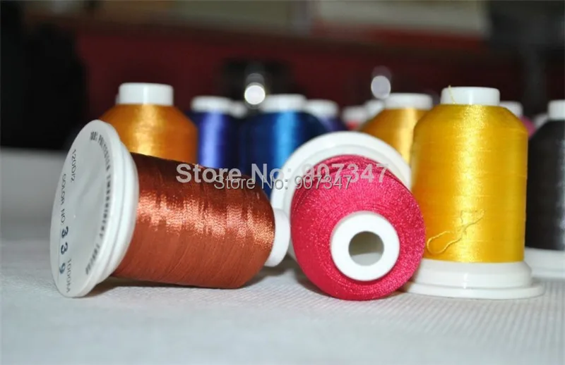 61 Brother colors machine polyester embroidery thread 1000m/cone get 10 plastic bobbins style A