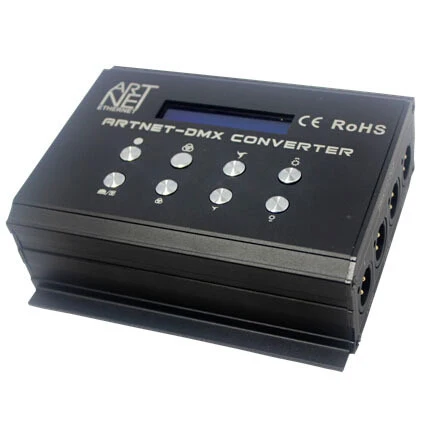 

ArtNet to DMX converter, ARTNET DMX Converter LED Controller, DC12V input, Input: ArtNet signal, Output: 4 channel DMX512 signal