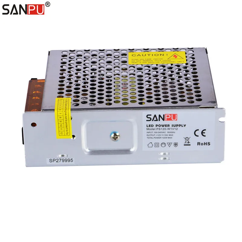 SANPU SMPS 120w 12v LED Driver 220v 110v ac to dc Lighting Transformer 10amp Constant Voltage Switching Power Supply Indoor Use