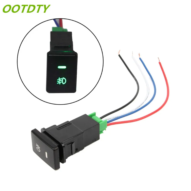 OOTDTY DC 12V Front /Rear Fog light Push Switch 4 Wire Button For Toyota Camry Prius Corolla Yaris Ralink Prado